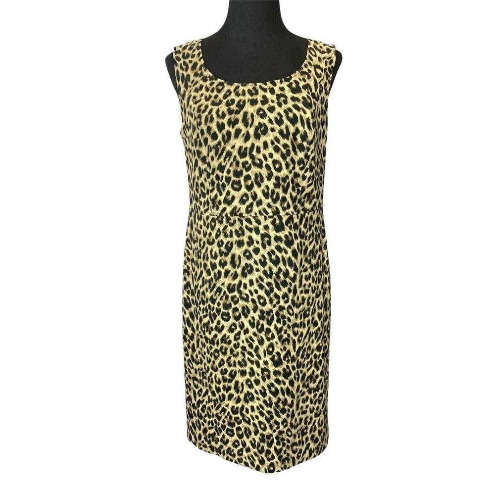 Leslie Stuart Leopard Print Dress size 10 Sleeveless Back Zipper Lined